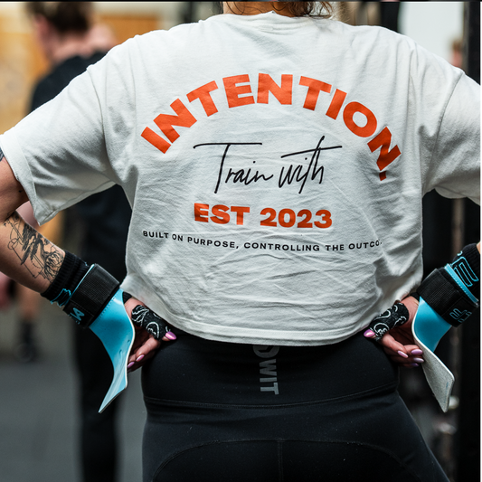 INTENTION. Cropped 'Train with Intention' Tee