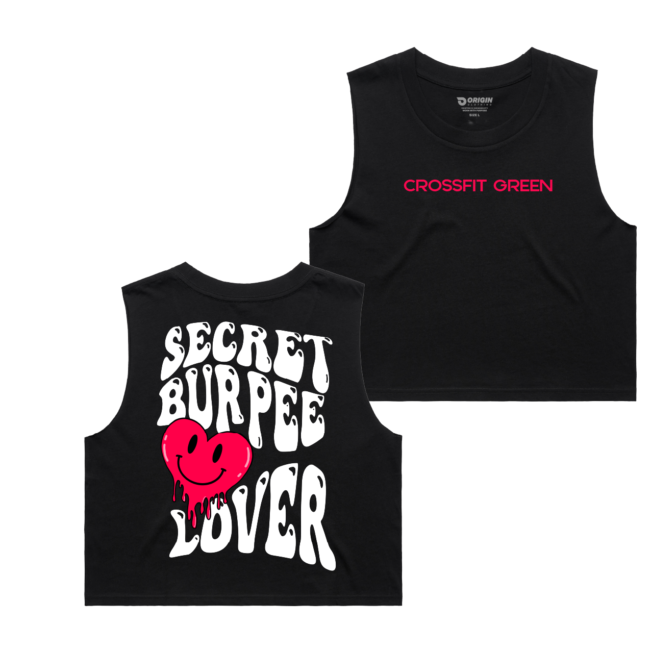 CrossFit Green x Origin Secret Burpee Lover Ladies Crop Tank