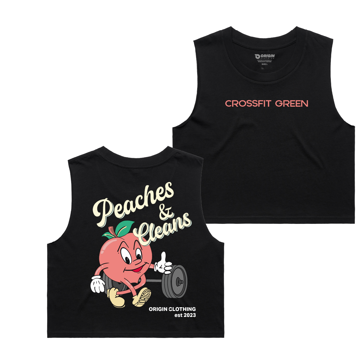 CrossFit Green x Origin Peaches and Cleans Ladies Crop Tank