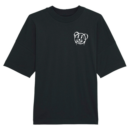 Origin Spray-Teddy Unisex Oversized High Neck T-Shirt Black