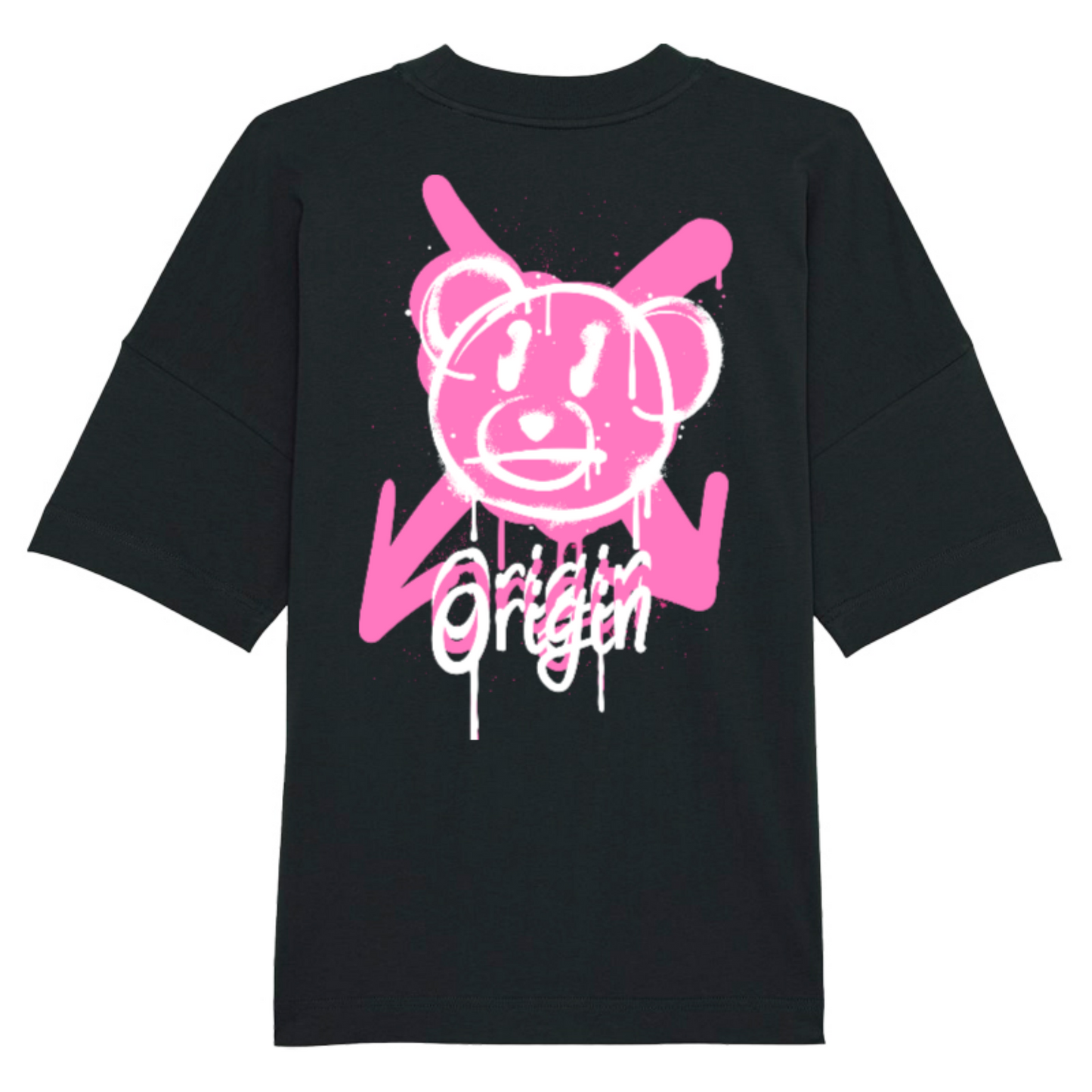 Origin Spray-Teddy Unisex Oversized High Neck T-Shirt Black