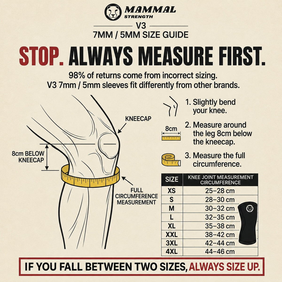 Mammal V3 7mm Straight Cuff Knee Sleeves