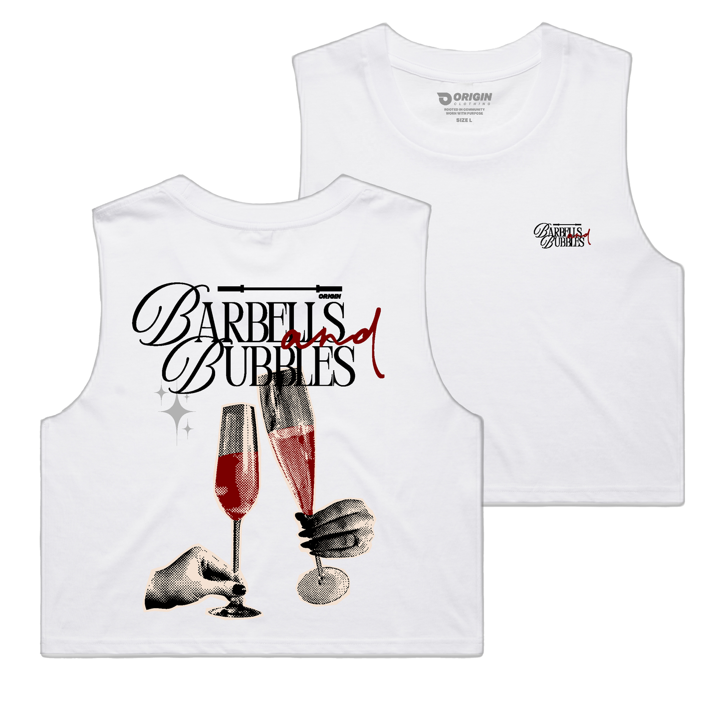 Origin Barbelles & Bubbles Staple Crop Tank