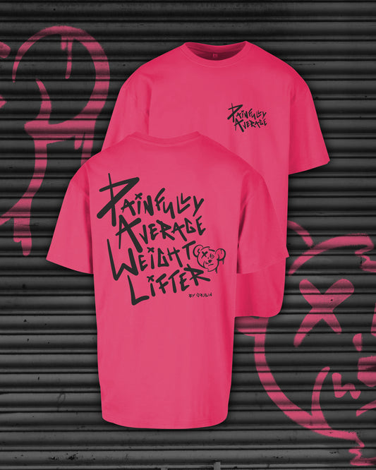 NEW Painfully Average Pink Edt. Core Oversized Text Tee