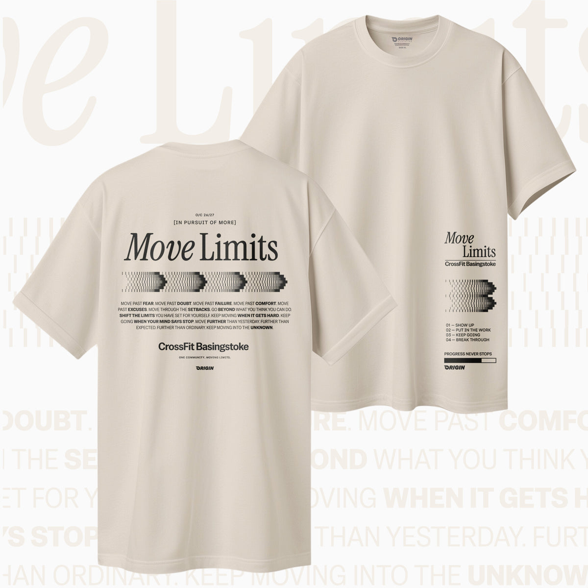CrossFit Basingstoke Move Limits A/W26 Drift Oversize Tee - Cream