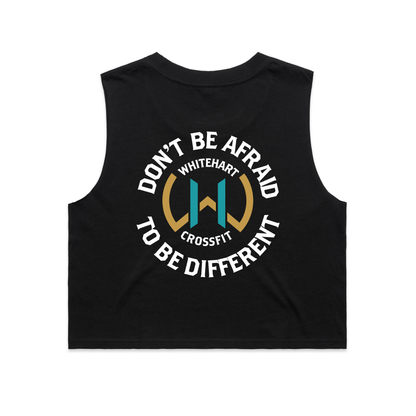 Whitehart Don't Be Afraid To Be Different Ladies Crop Tank